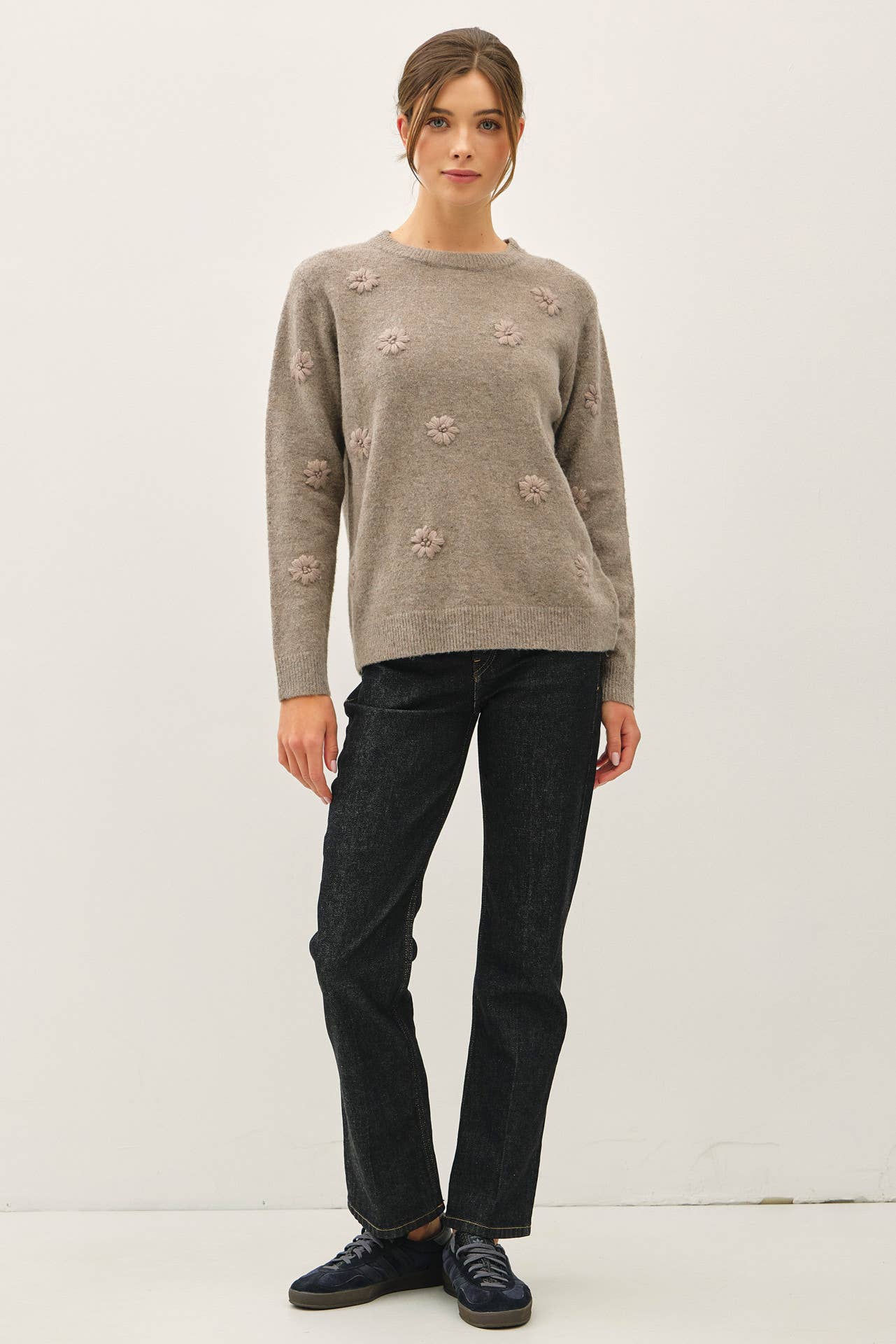 Floral Embroidered Sweater, Feathered Farmhouse