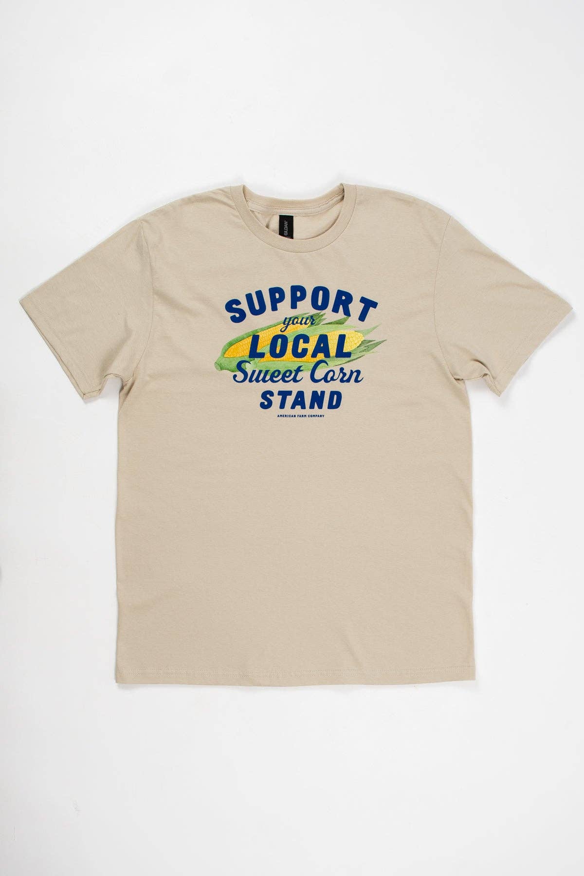 Summer 'Support Your Local Sweet Corn Stand' Tan Graphic Tee, Feathered Farmhouse