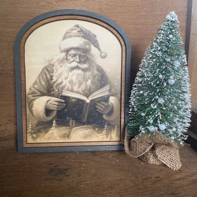 Vintage Santa Reading, Feathered Farmhouse