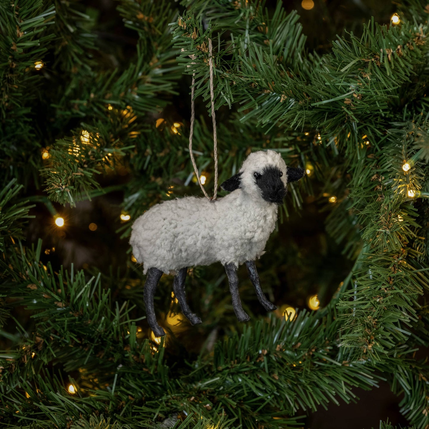 Black & White Sheep Ornament, Feathered Farmhouse