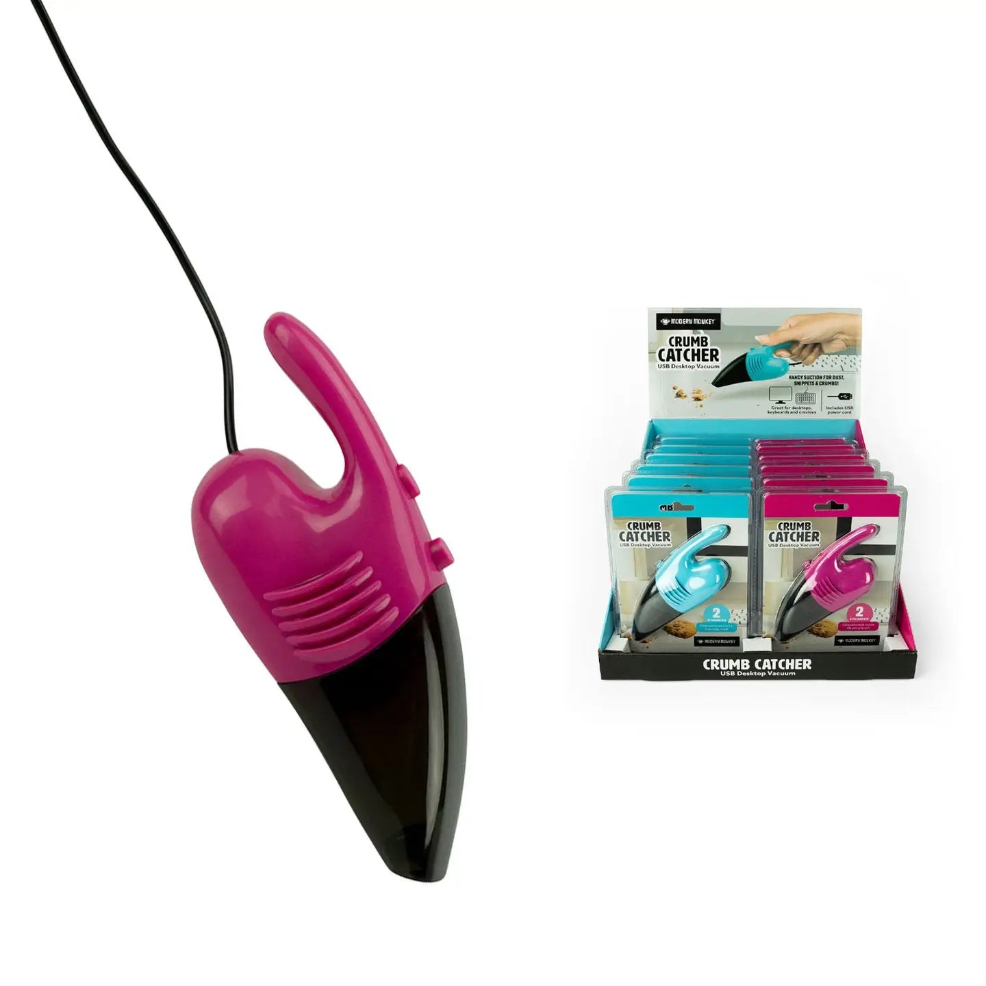 Modern Monkey Crumb Catcher USB Desktop Vacuum, Feathered Farmhouse