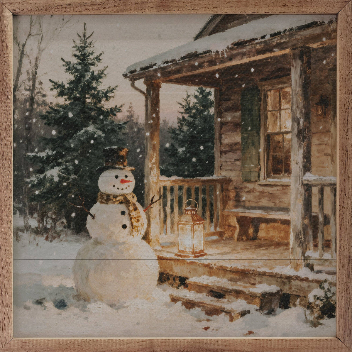 Snowman At The Cabin, Feathered Farmhouse