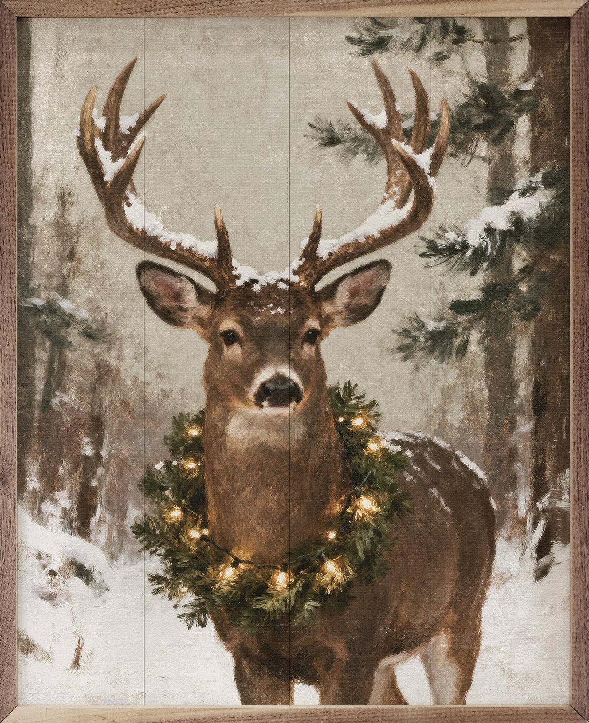 Whitetail Holiday Deer Portrait, Feathered Farmhouse