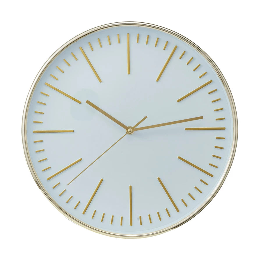 White + Gold Wall Clock, The Feathered Farmhouse
