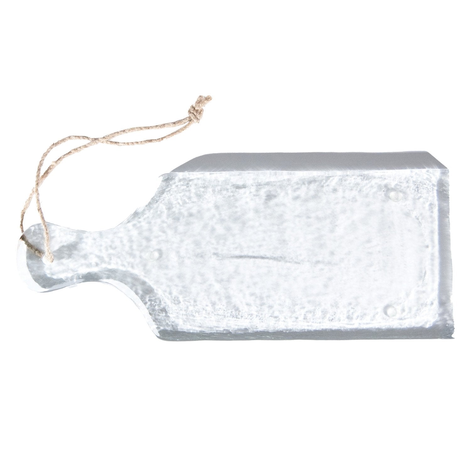 Textured Glass Cheese/Serving Board with Handle & Jute Tie, Feathered Farmhouse