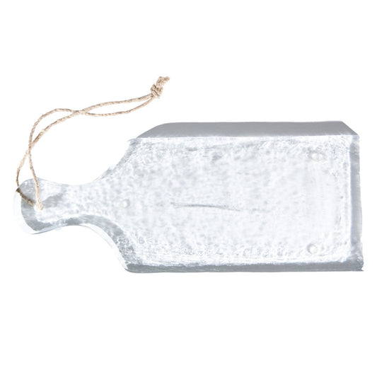 Textured Glass Cheese/Serving Board with Handle & Jute Tie, Feathered Farmhouse