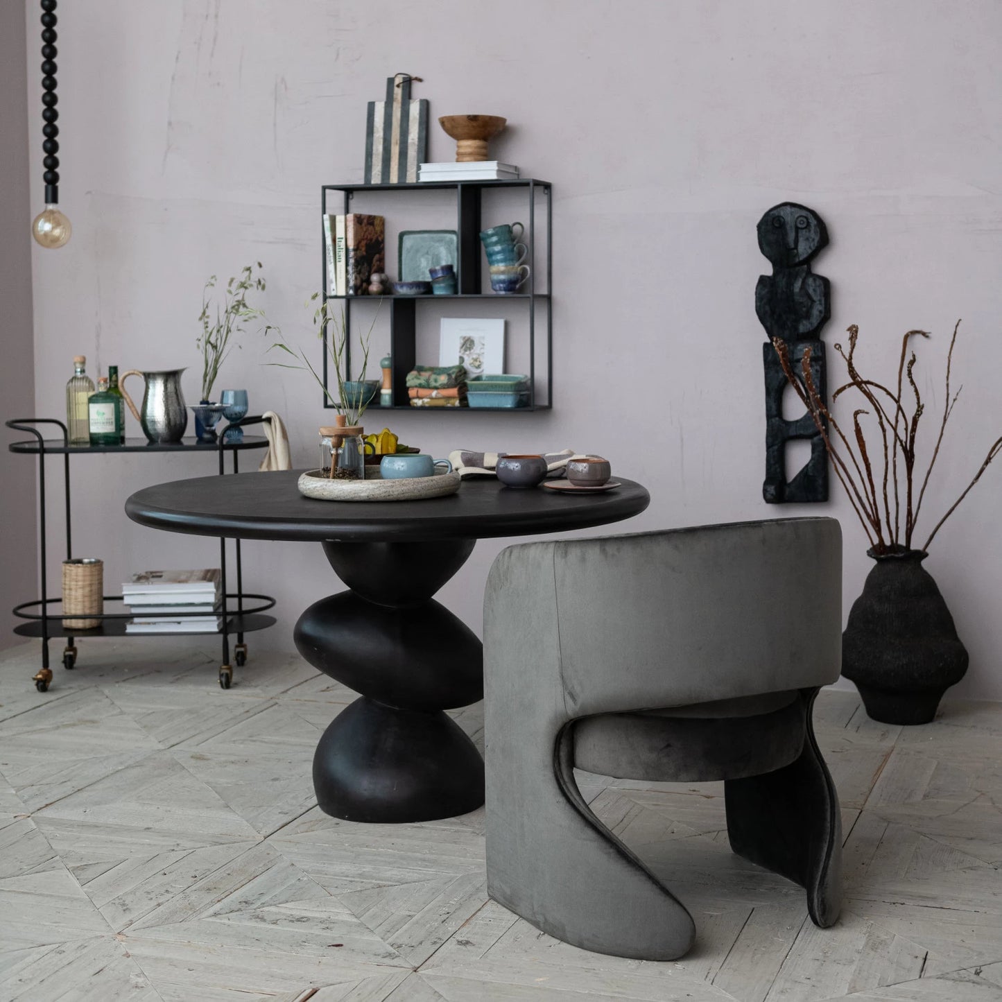Metal Wall Self with Four Shelves, Feathered Farmhouse