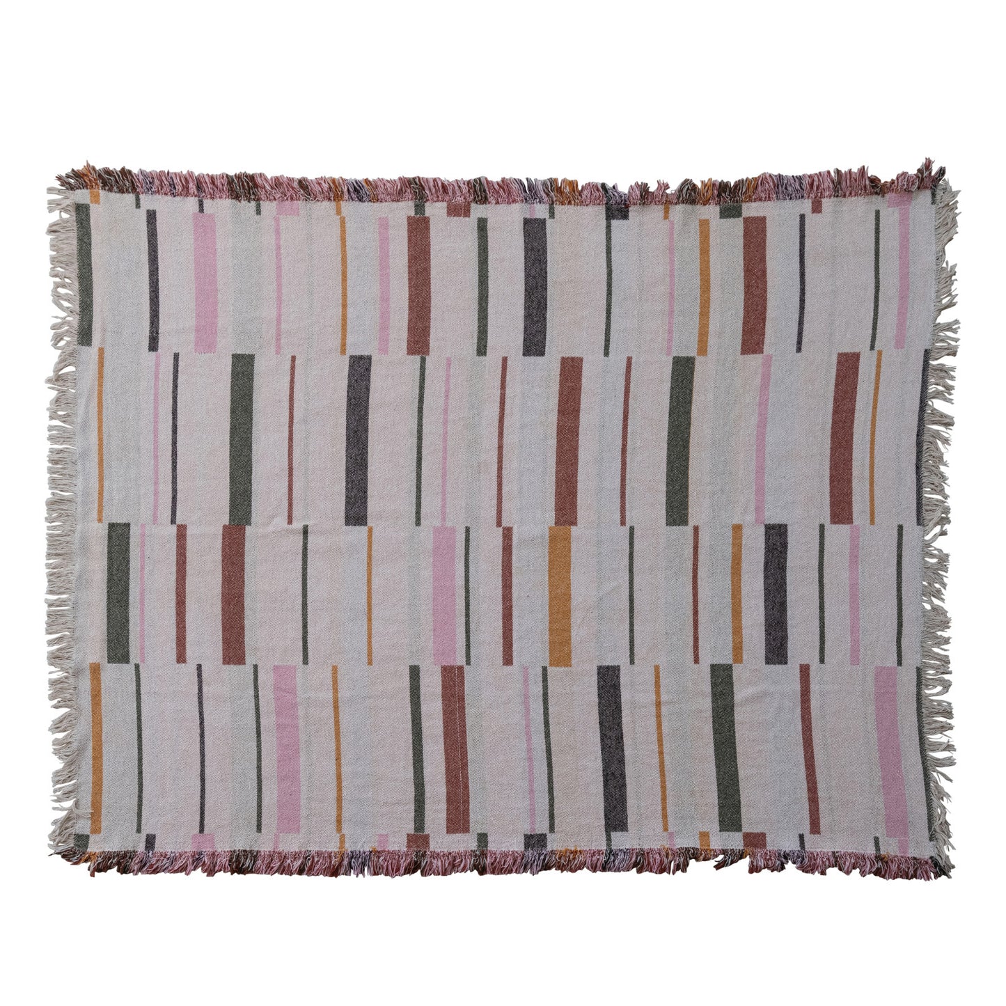 Woven Cotton Blend Jacquard Reversible Throw, Feathered Farmhouse