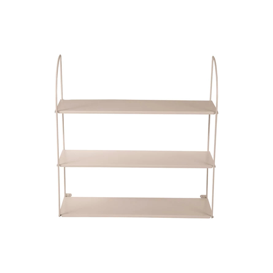 Blush Metal Wall Shelf with Three Shelves, Feathered Farmhouse