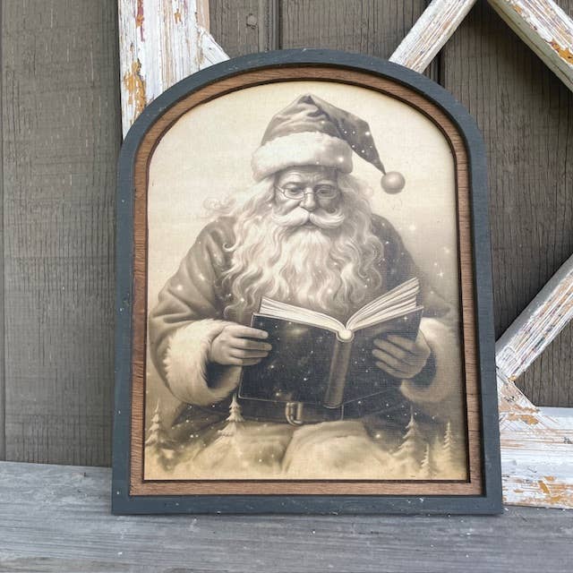 Vintage Santa Reading, Feathered Farmhouse
