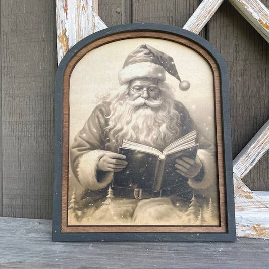 Vintage Santa Reading, Feathered Farmhouse