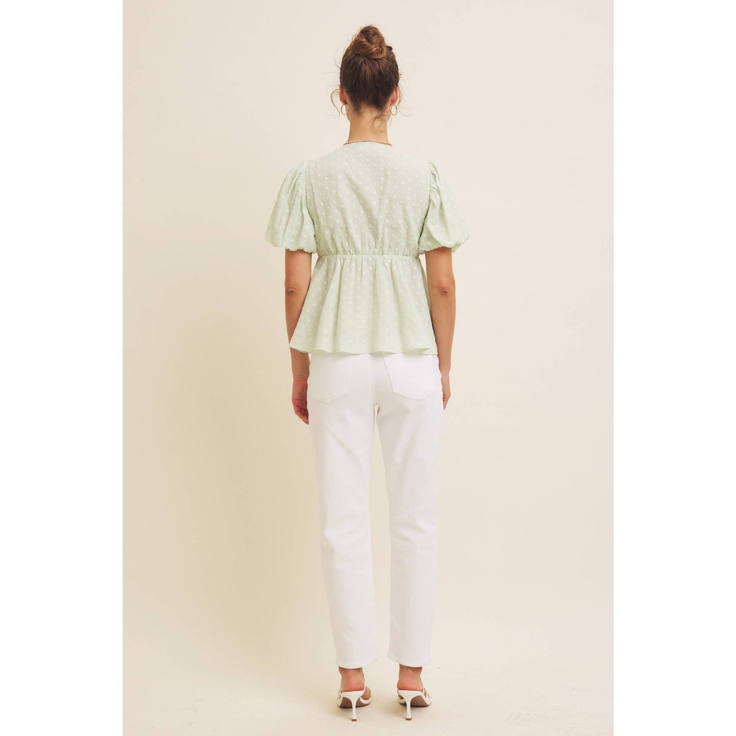 Scallop Trim V-Neck Eyelet Blouse, Feathered Farmhouse