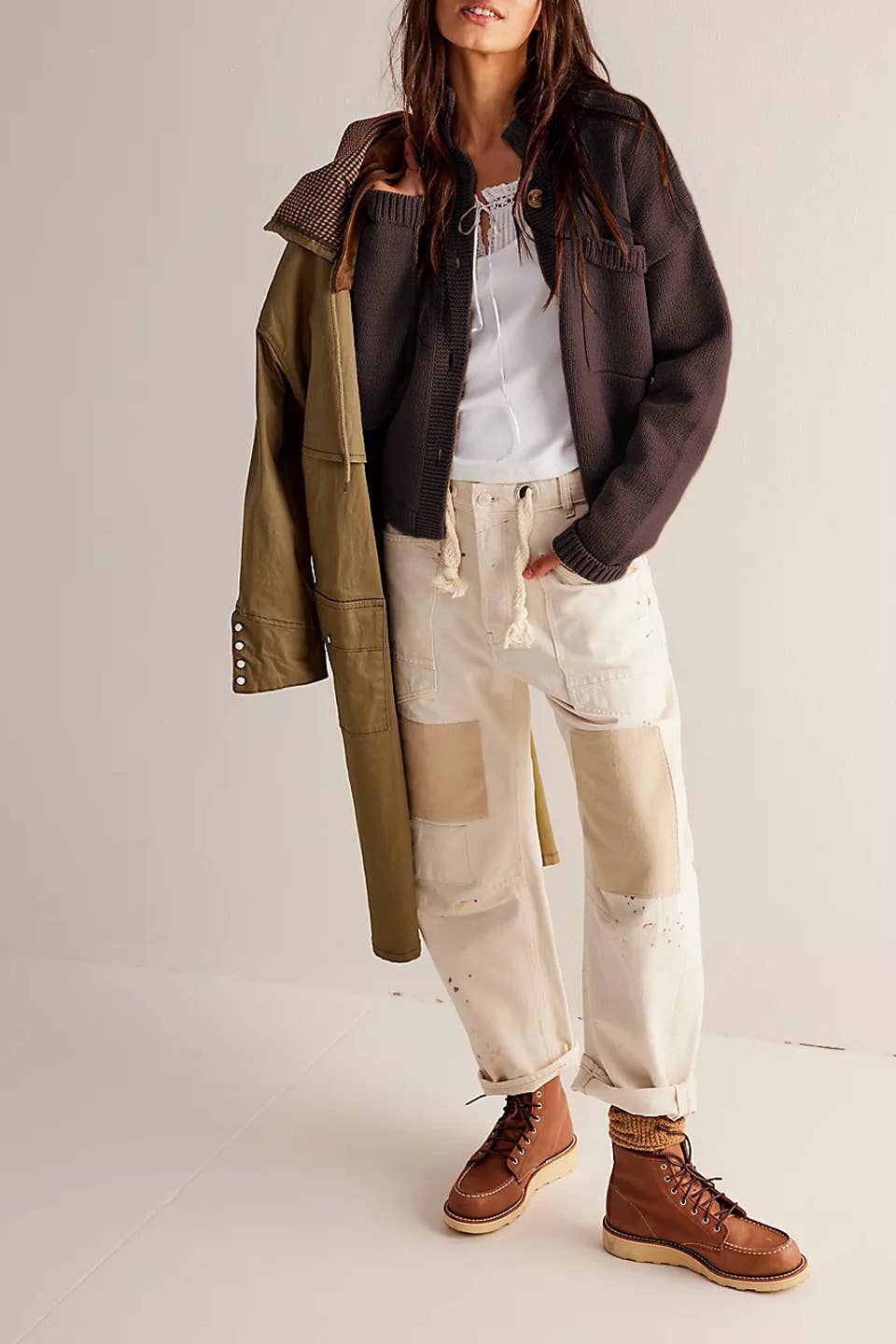 Relaxed Fit Knit Cardigan, Feathered Farmhouse