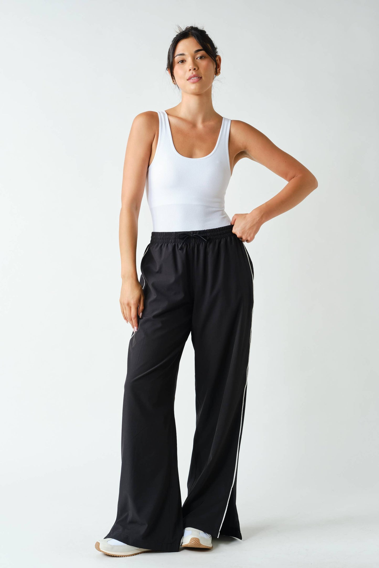 Black Finish Line Track Pants, Feathered Farmhouse