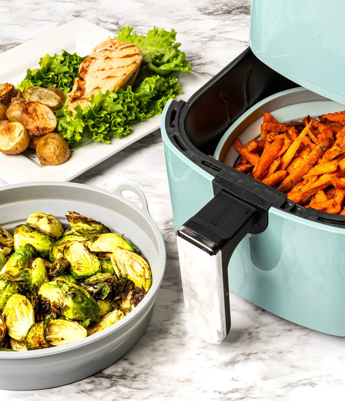 Collapsible Silicone Air Fryer Basket, Feathered Farmhouse