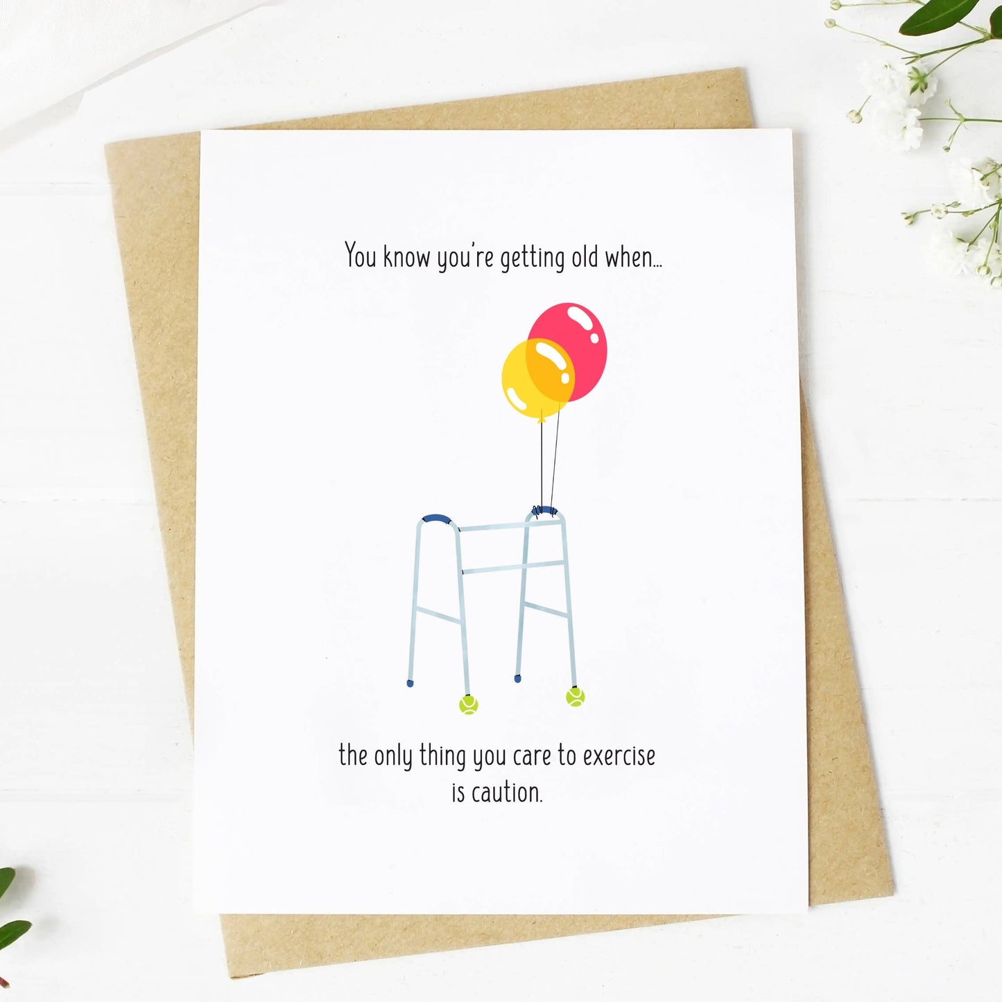 Exercise Caution Birthday Card, Feathered Farmhouse