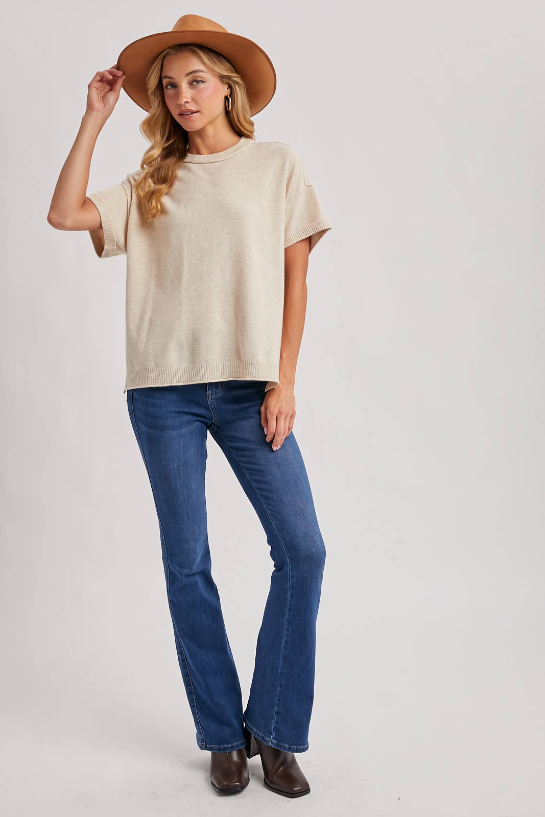 Oatmeal Maggie Knit Top, Feathered Farmhouse