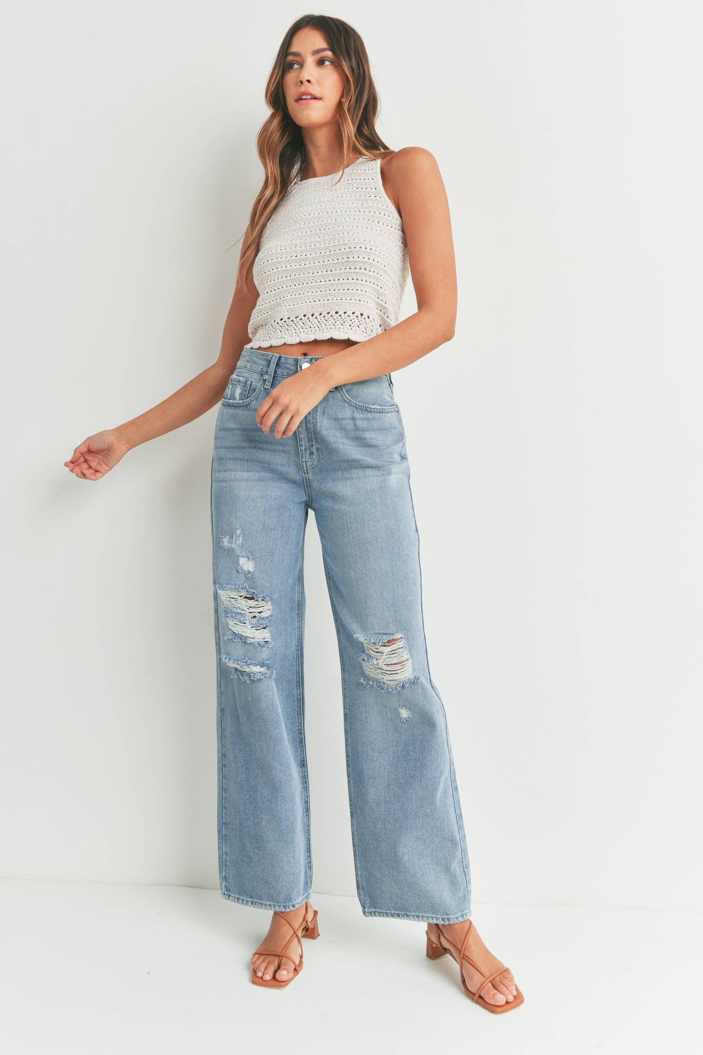 Minimal Distressed Skater Jean, Feathered Farmhouse