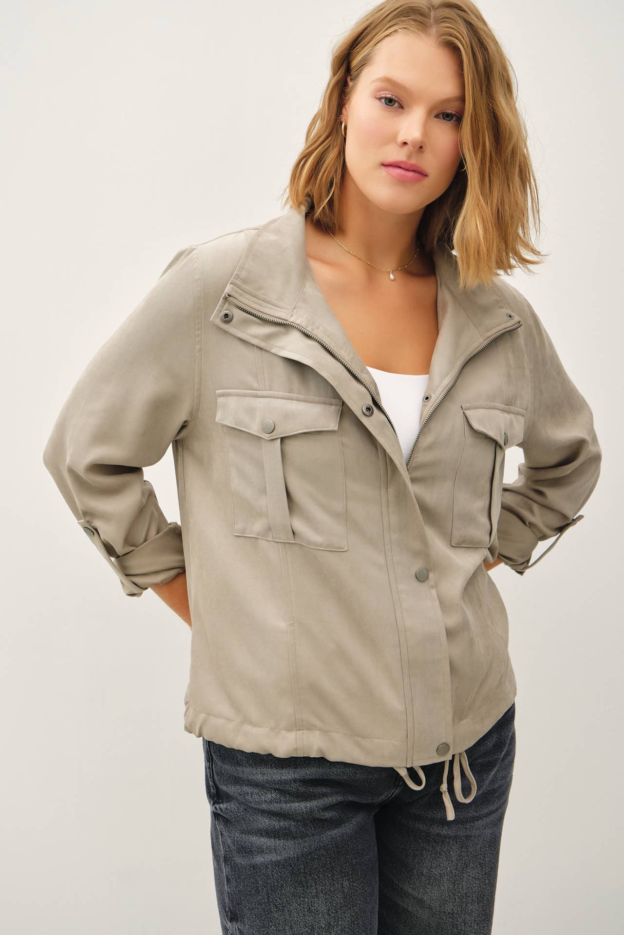 Cropped Utility Zipper Jacket