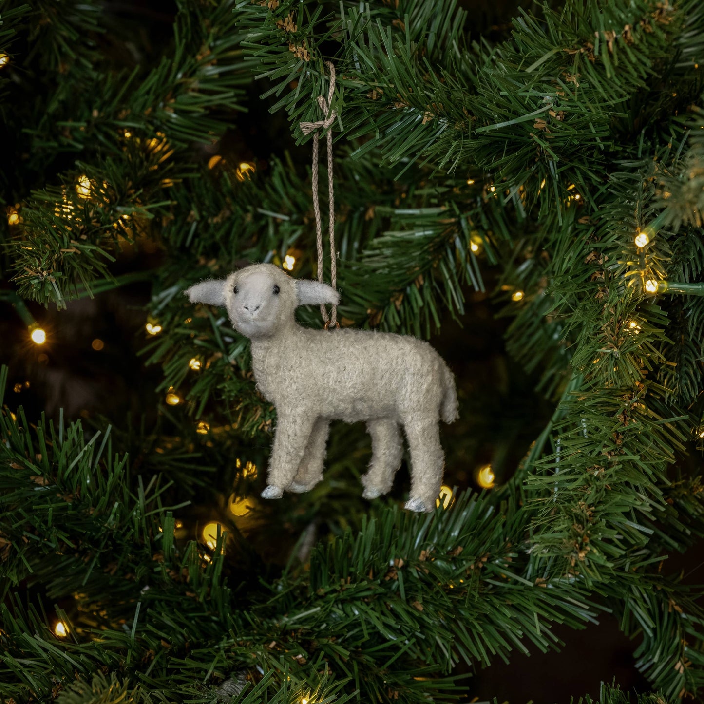 Standing Lamb Ornament, Feathered Farmhouse