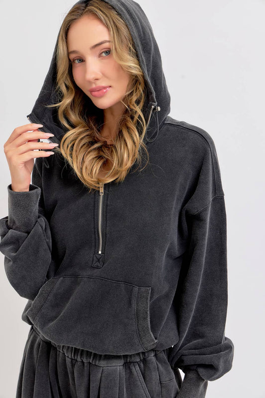Half Zip Oversized Hoodie, Feathered Farmhouse