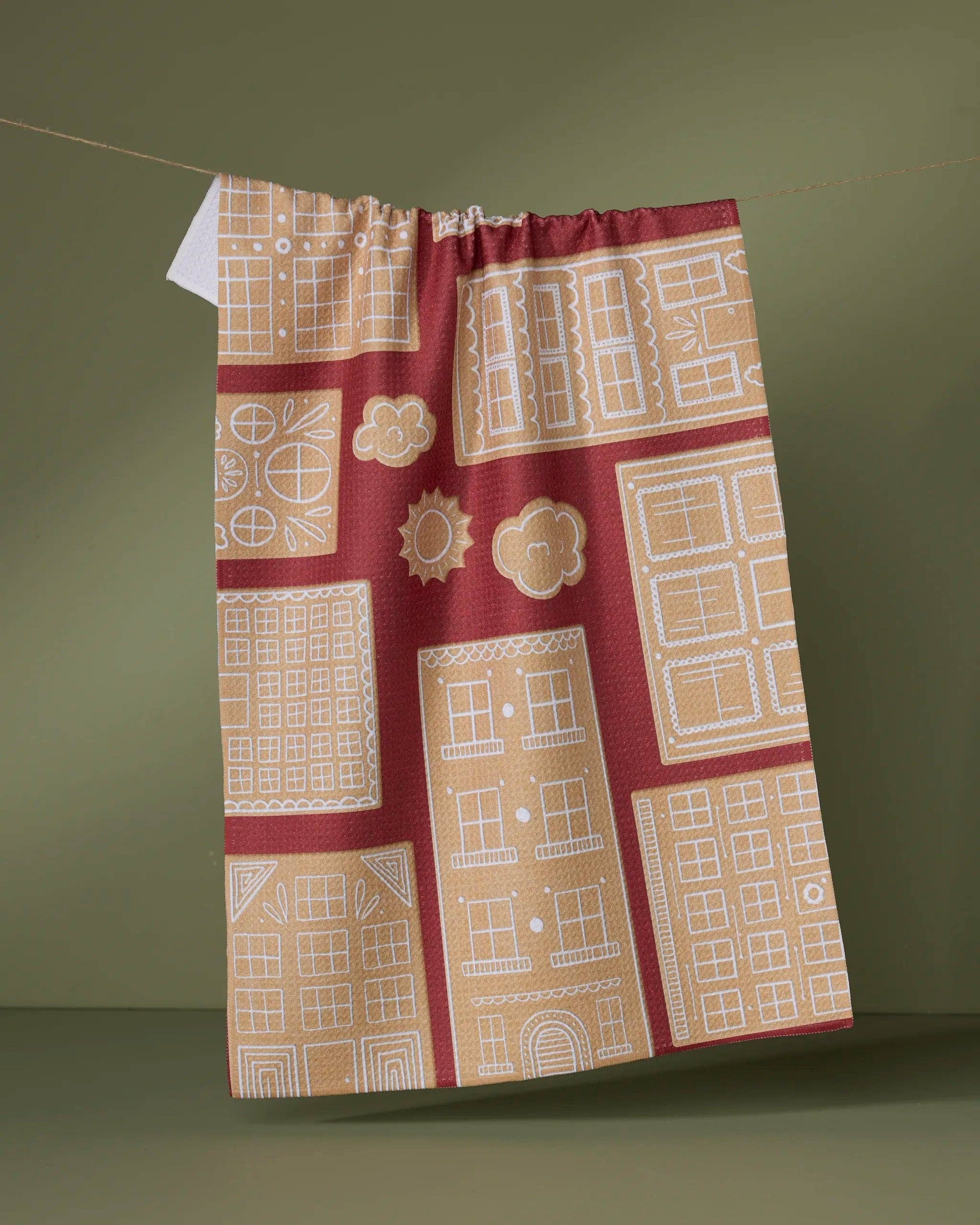 Gingerbread City Tea Towel, Feathered Farmhouse