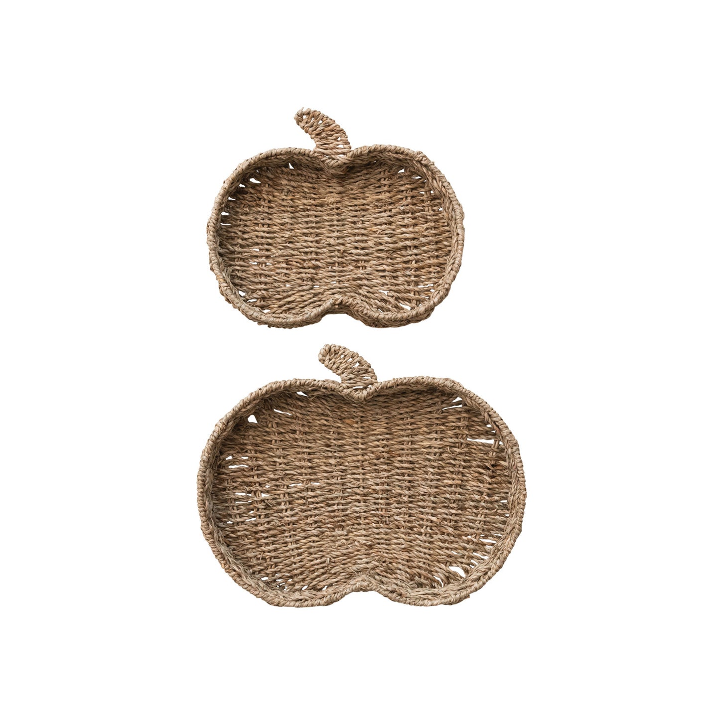 Decorative Hand-Woven Seagrass Pumpkin Shaped Containers, Feathered Farmhouse