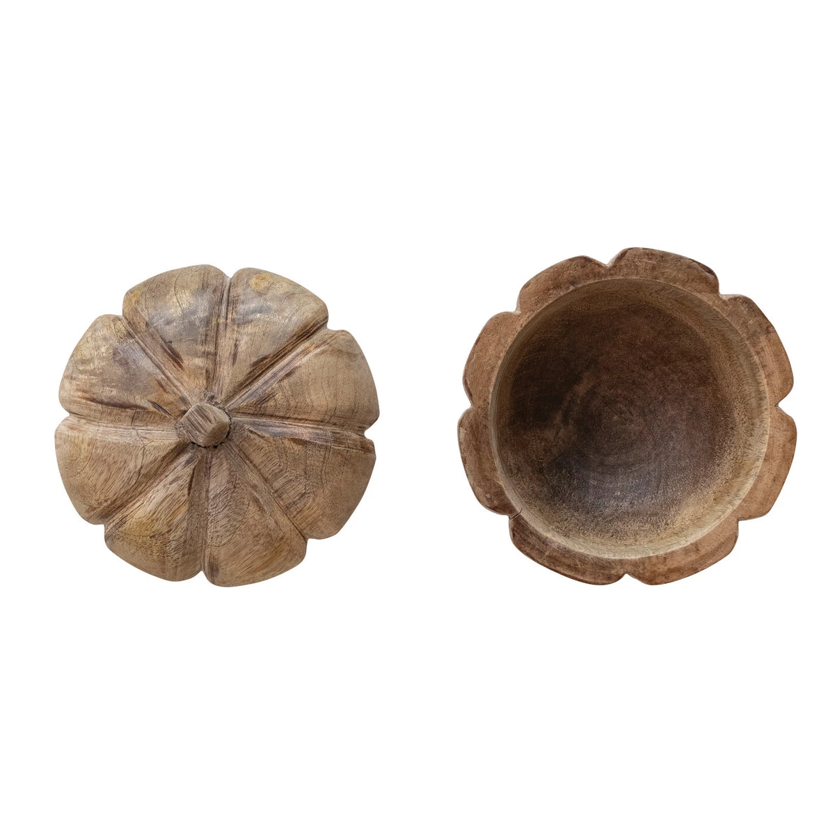 Pumpkin Shaped Container with Lid, Feathered Farmhouse