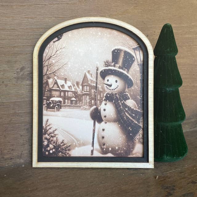 Snowman in Village Arch, Feathered Farmhouse