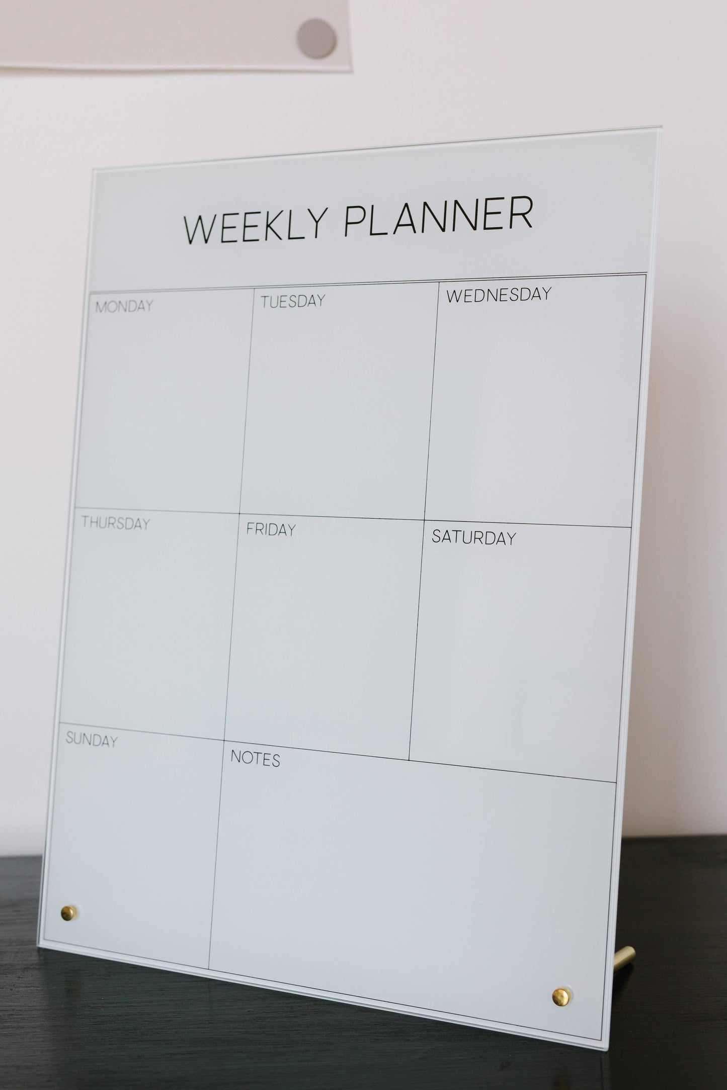 White Glass Magnetic Weekly Planner Dry Erase Board