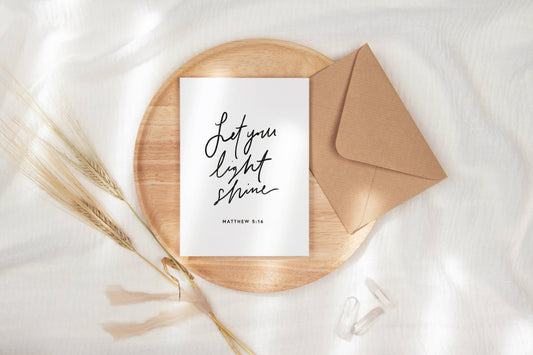 Let Your Light Shine Greeting Card, Feathered Farmhouse
