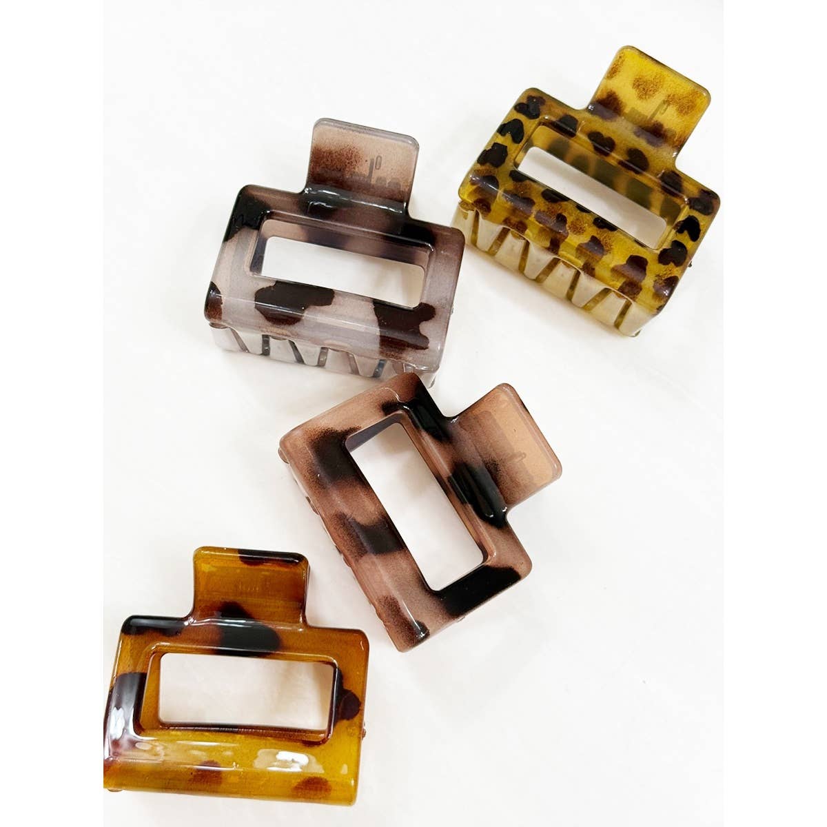 Tortoise Shell Pattern Leopard Jaw Clips, Feathered Farmhouse