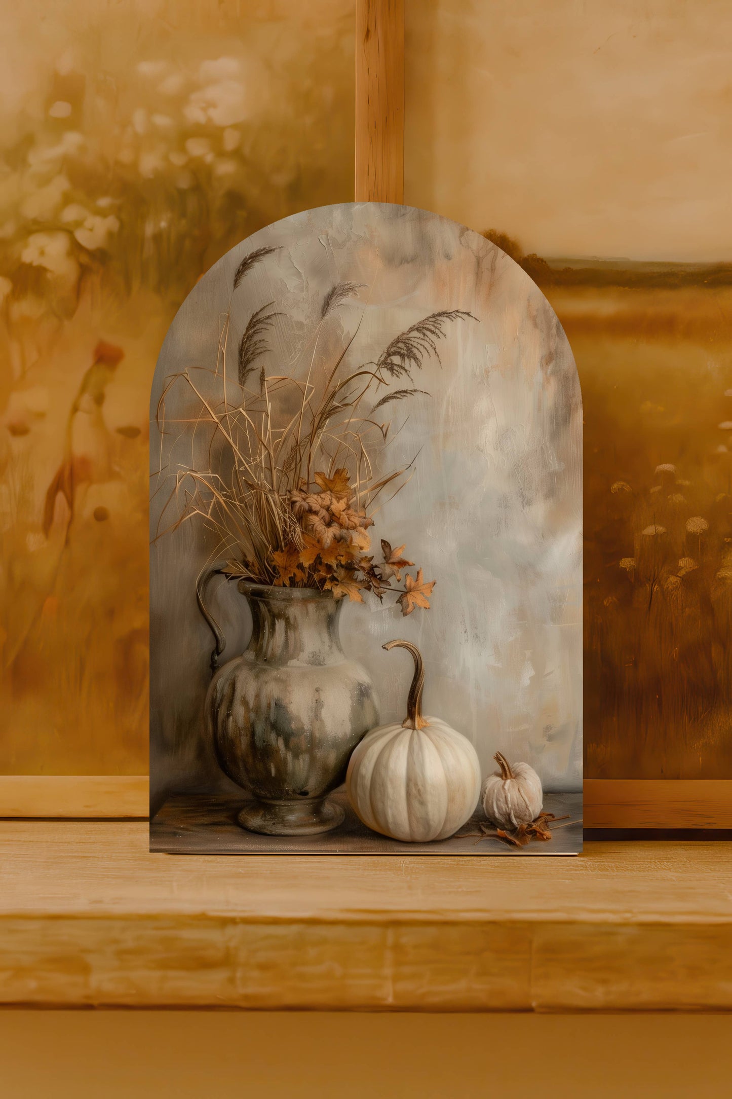 White Pumpkins & Vintage Vase Arch, Feathered Farmhouse