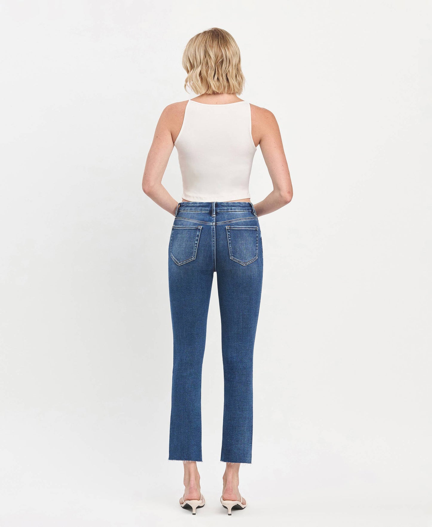 High Rise Crop Slim Straight Jeans, Feathered Farmhouse