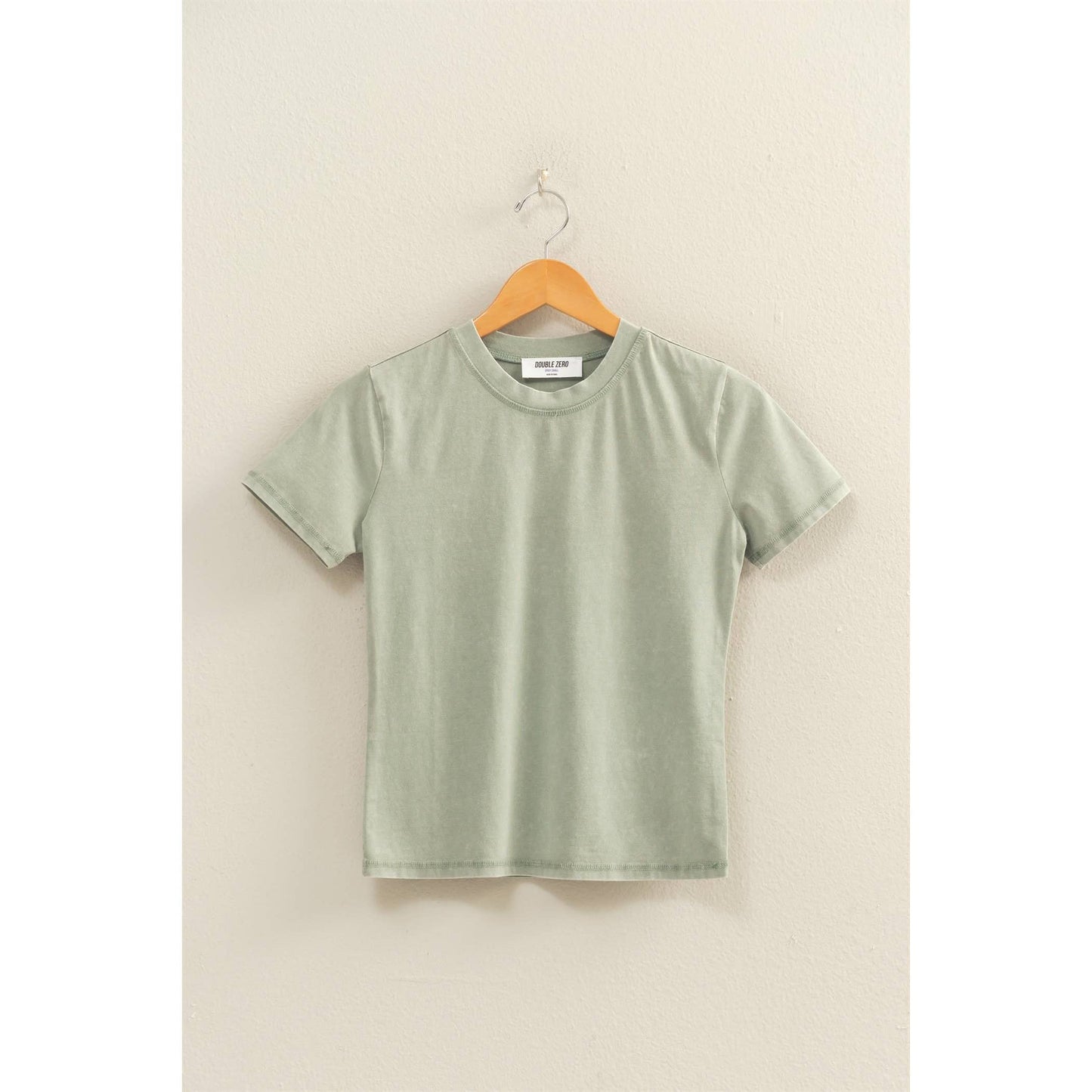 Sage Green Mineral Washed Short Sleeve Top, Feathered Farmhouse