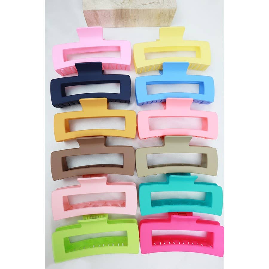 Matte Jumbo Cut Out Rectangle Hair Claw, The Feathered Farmhouse