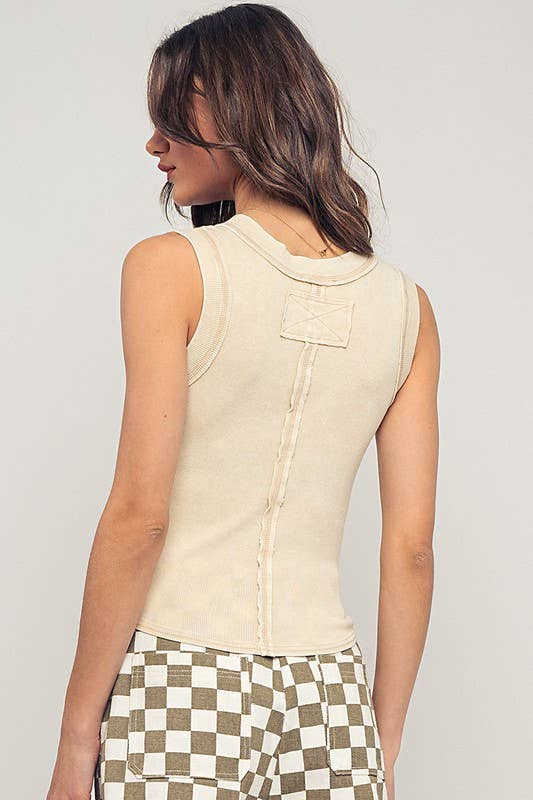Henley Tank Top, Feathered Farmhouse