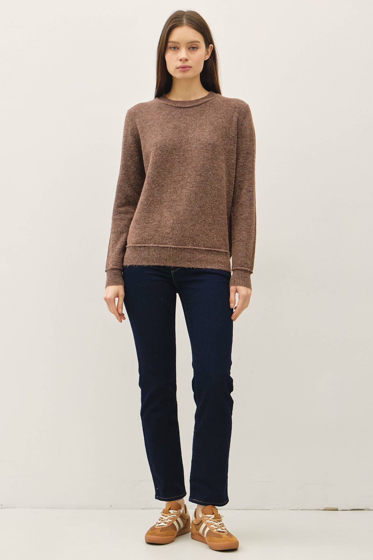 Brown Pullover Sweater, Feathered Farmhouse