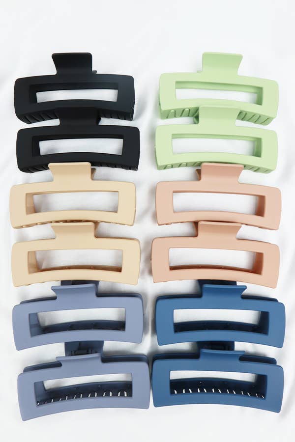 Matte Jumbo Cut Out Rectangle Hair Claw, The Feathered Farmhouse