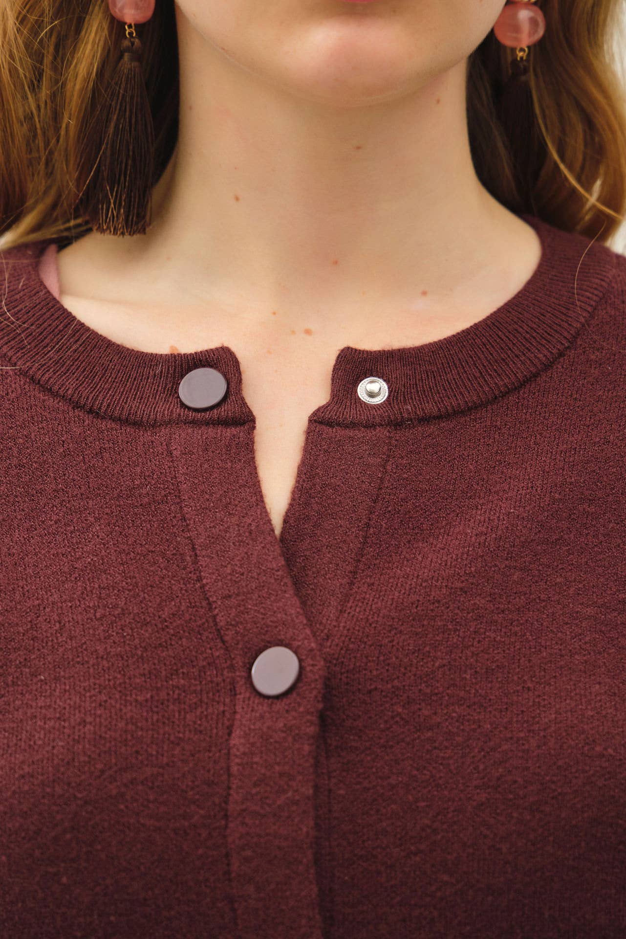 Classic Crewneck Snap Button Closure Cardigan