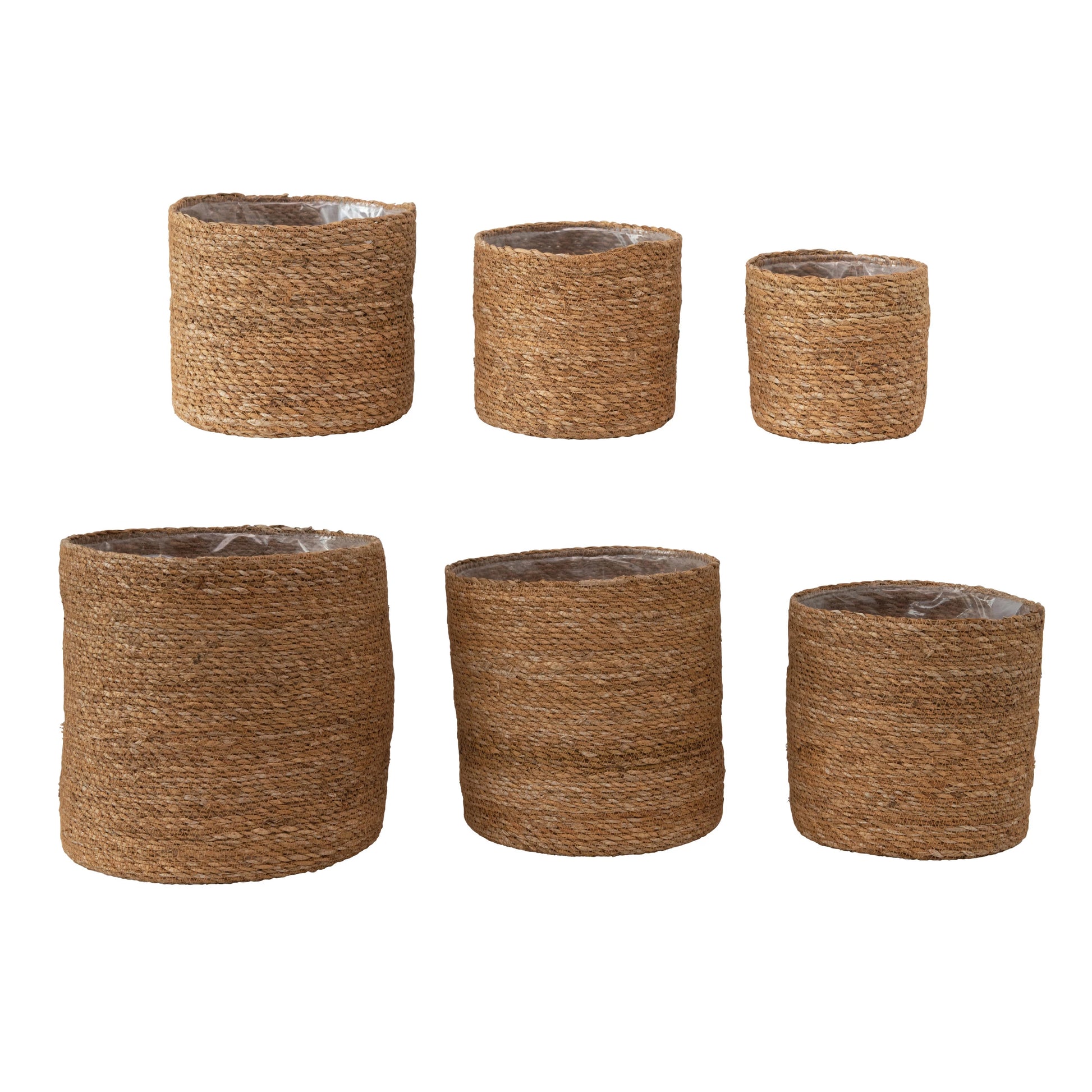Hand-Woven Baskets with Plastic Lining, Feathered Farmhouse