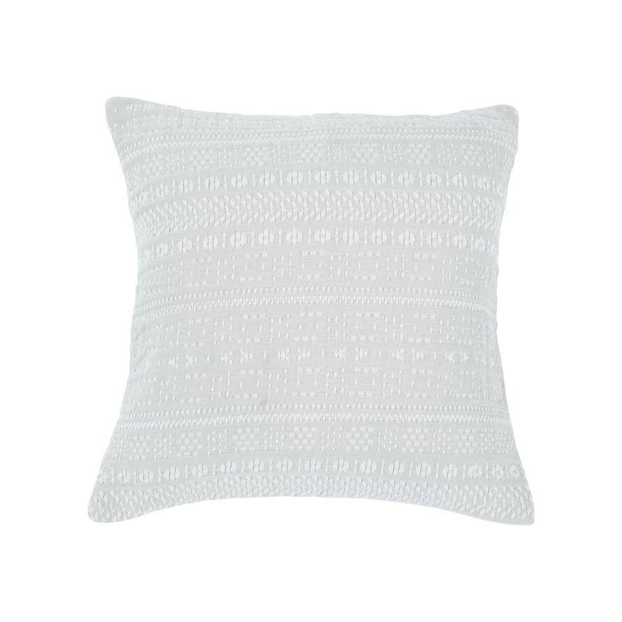 Woven Cotten Embroidered Pillow, Feathered Farmhouse