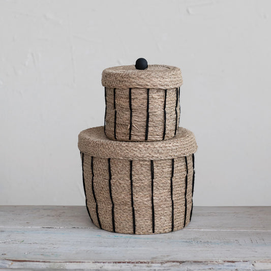 Seagrass Baskets w/ Lids, The Feathered Farmhouse