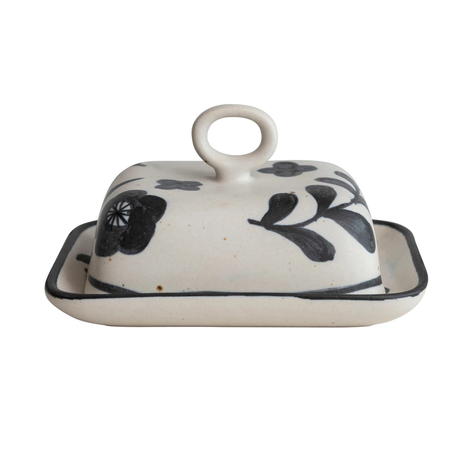 Floral Stoneware Butter Dish, The Feathered Farmhouse