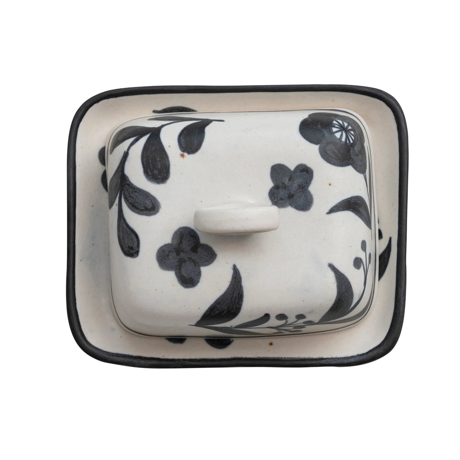 Floral Stoneware Butter Dish, The Feathered Farmhouse