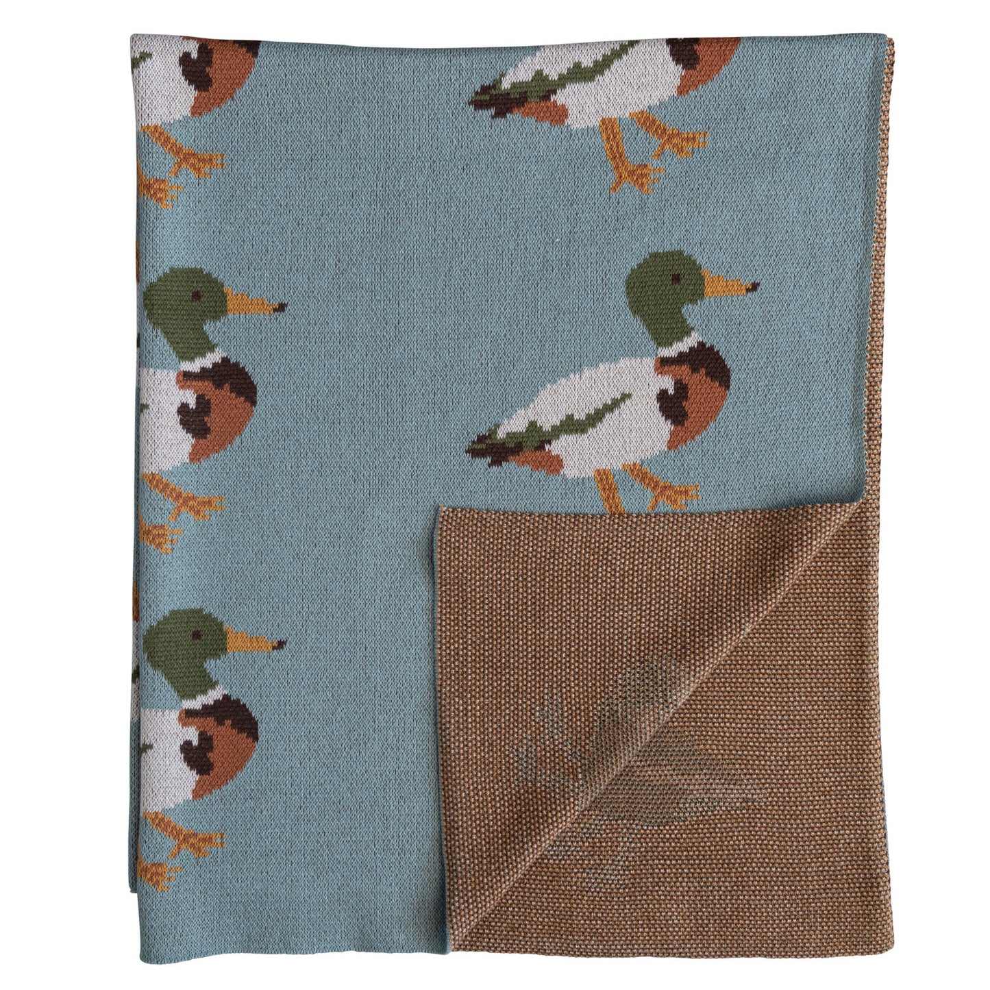 Cotton Knit Baby Blanket with Ducks, Feathered Farmhouse