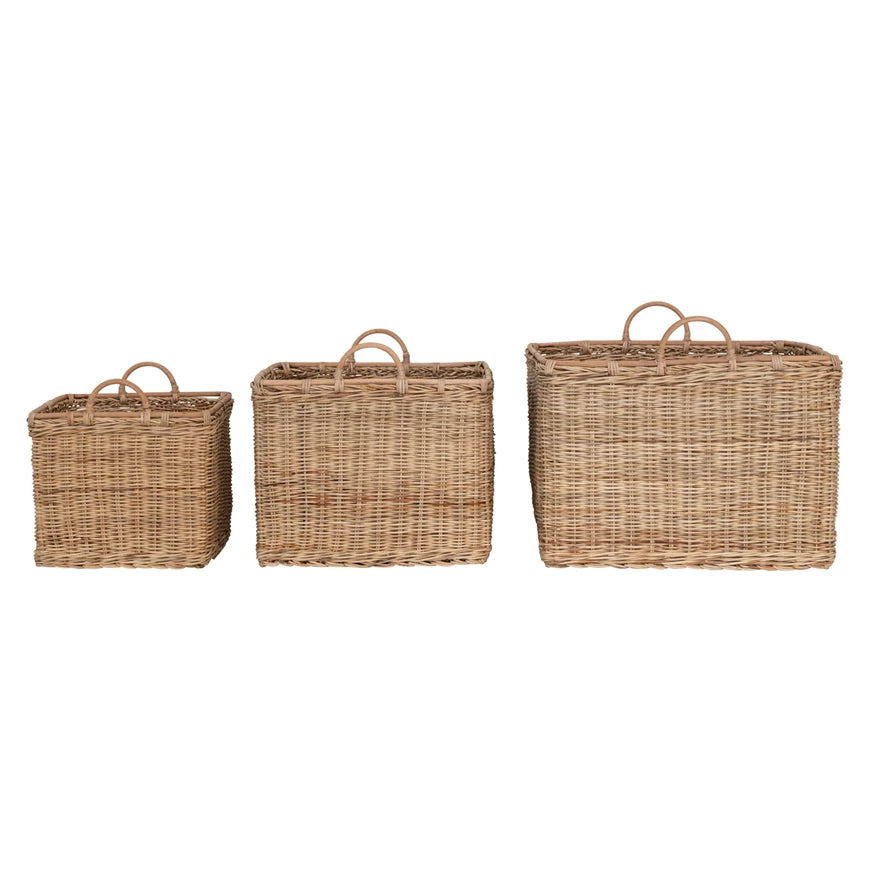 Rattan Baskets w/ Handles, The Feathered Farmhouse