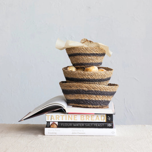 Stripe Seagrass Baskets, The Feathered Farmhouse