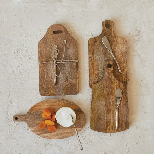 Mango Wood Cutting Board + Canape Knife, The Feathered Farmhouse