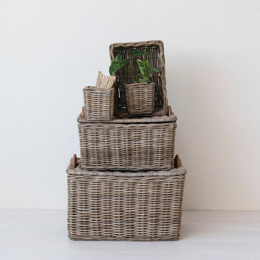 Hand Woven Rattan Trunks, The Feathered Farmhouse